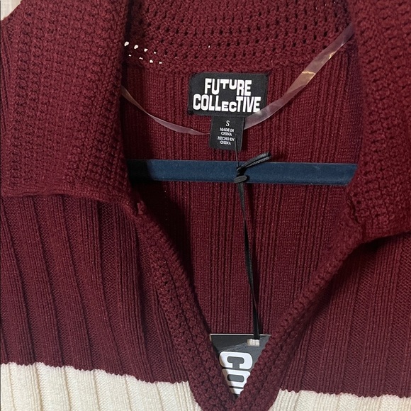 Future Collective Maroon and White Knit Sweater Dress, Size S - Picture 2 of 4